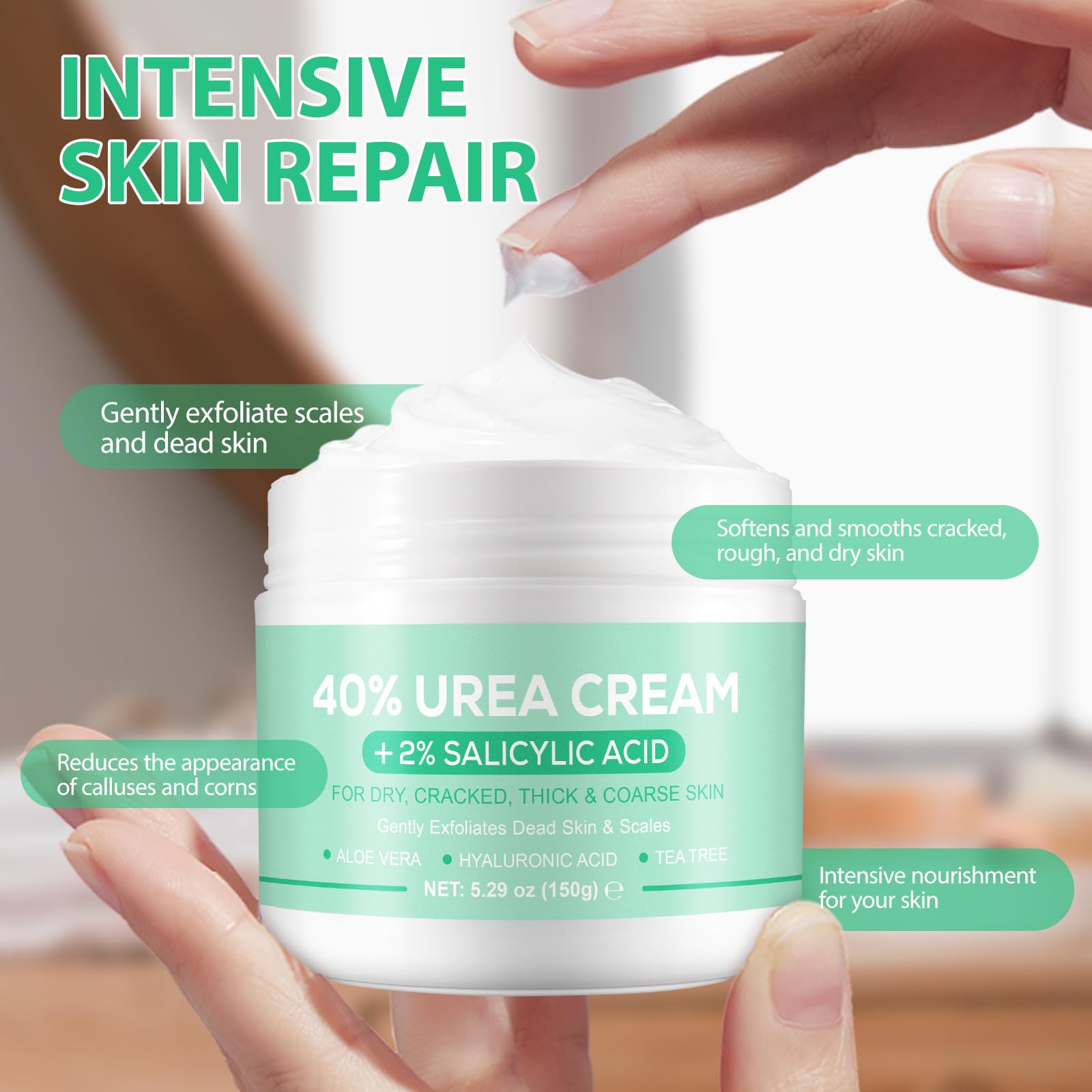 XIAMOFUZHOU Urea Cream 40% for Feet – Deep Foot Moisturizer with Hyaluronic Acid