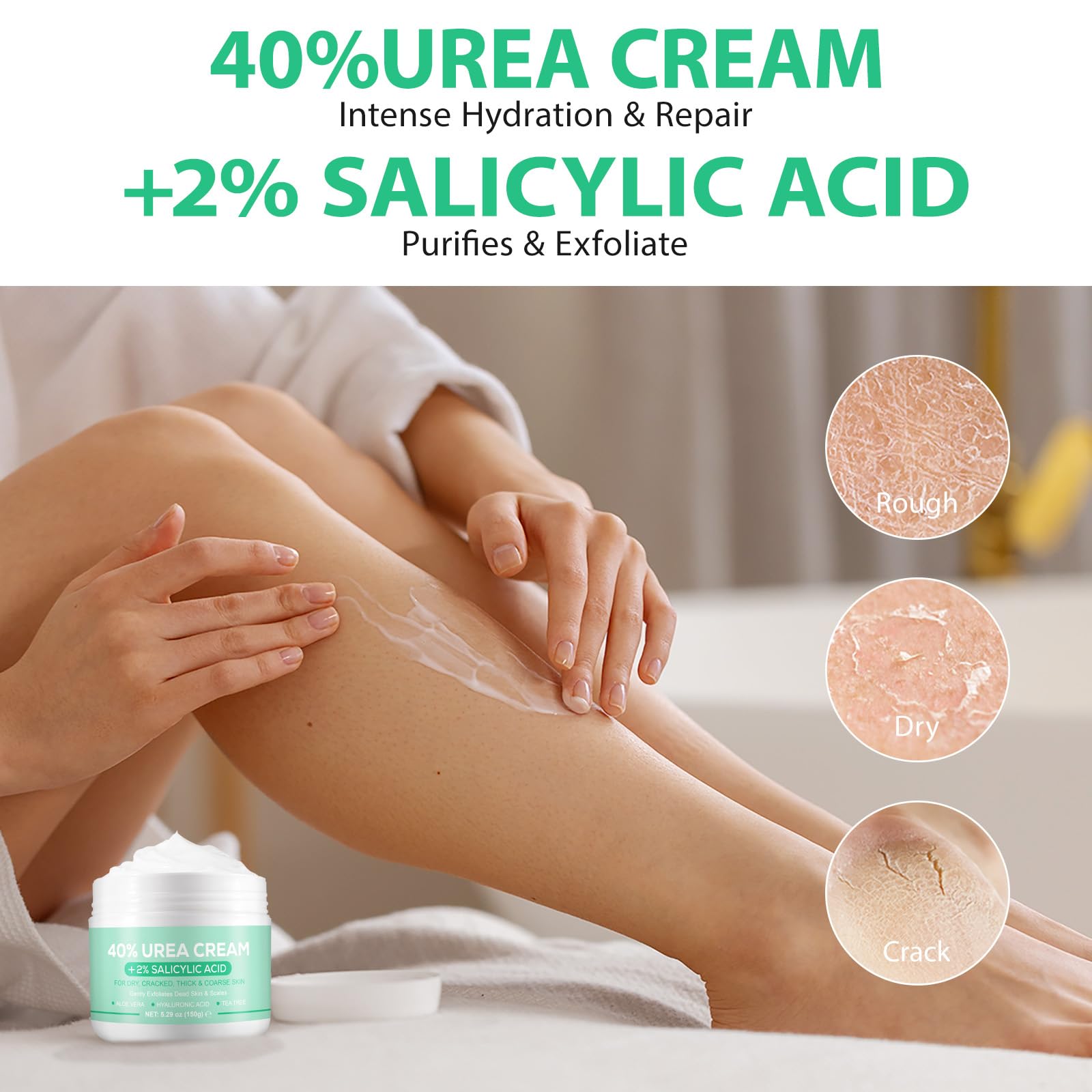 XIAMOFUZHOU Urea Cream 40% for Feet – Deep Foot Moisturizer with Hyaluronic Acid