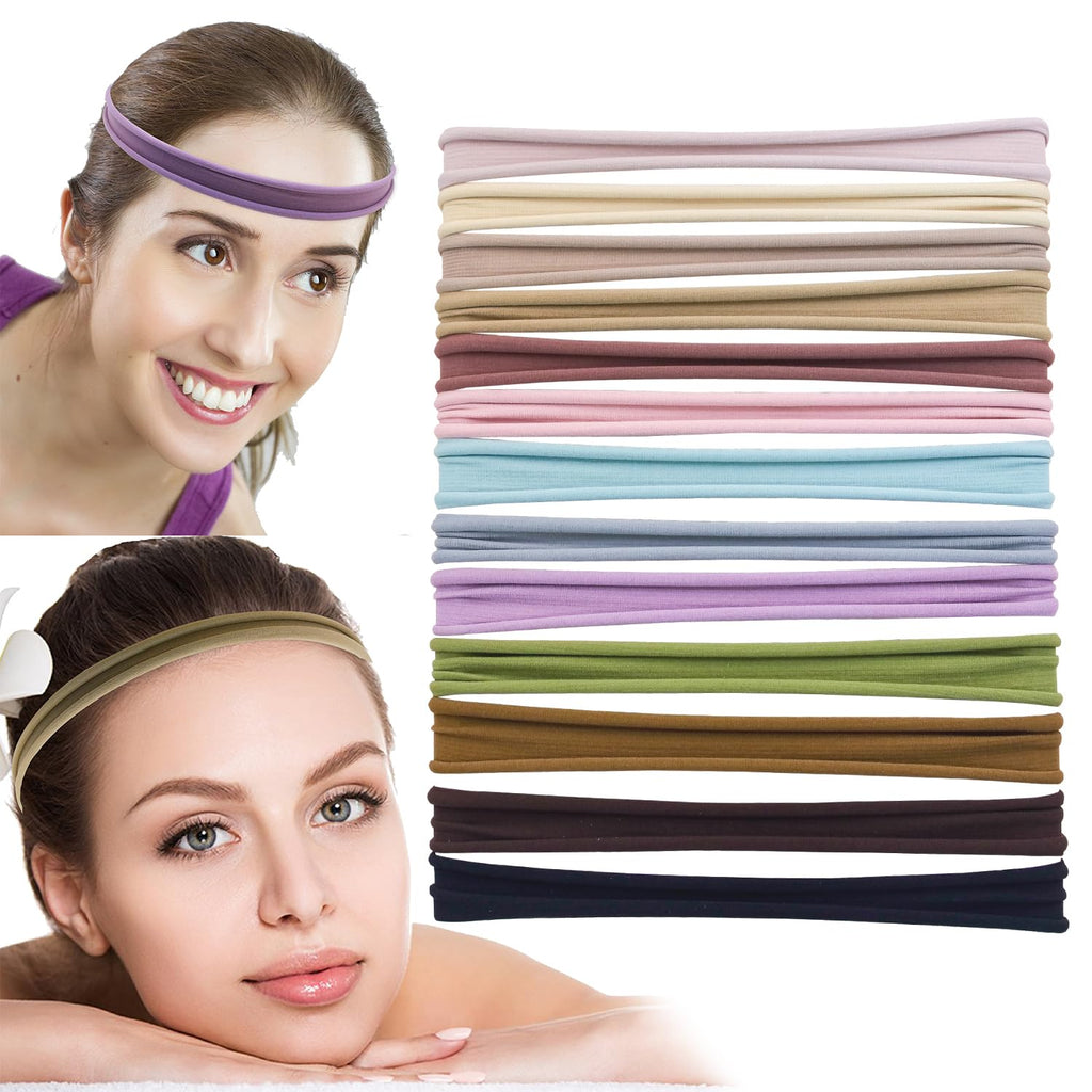 XIMA 13-Piece Nylon Seamless Large Headbands for Women – Elastic Stretch Yoga Hair Wraps