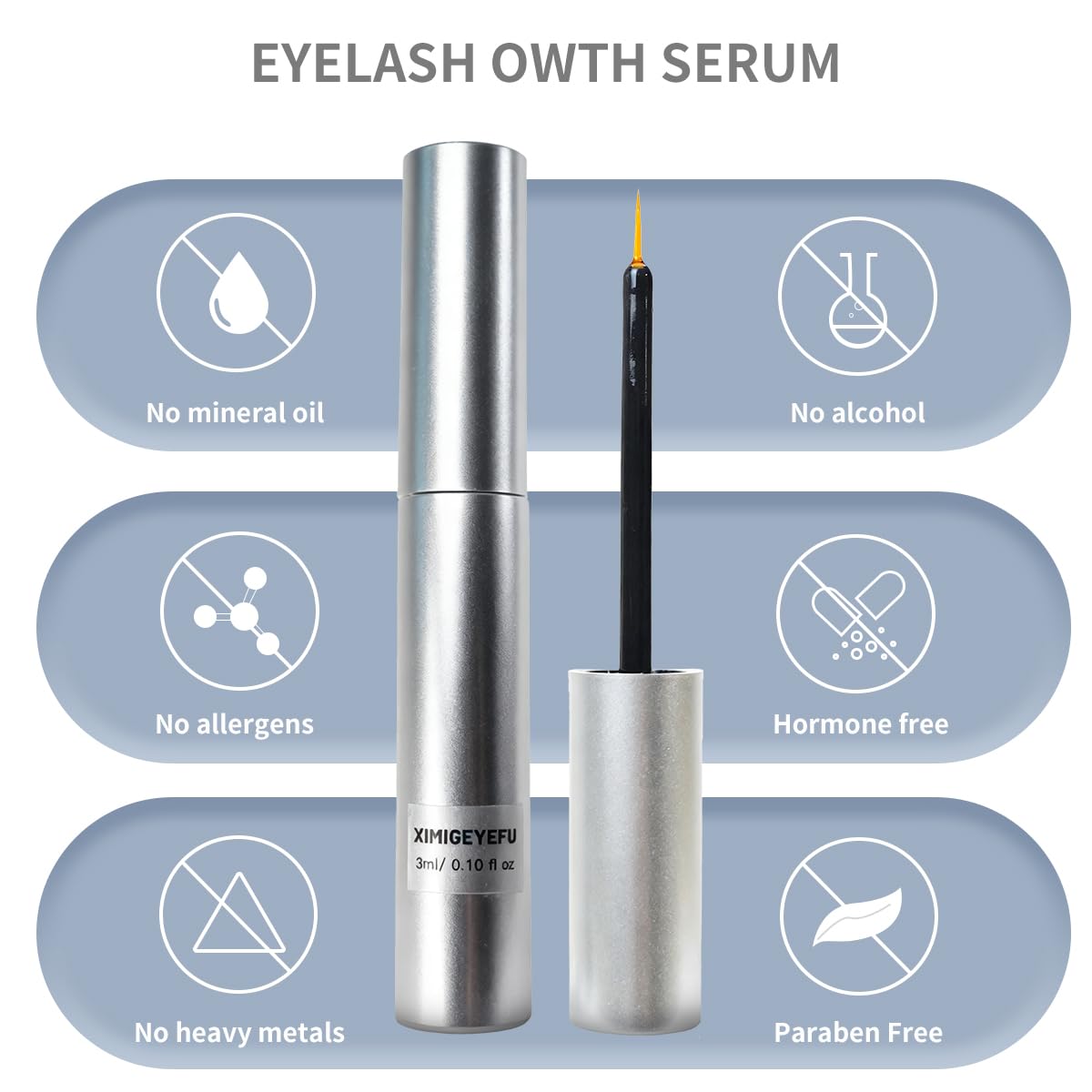XIMIGEYEFU Eyelash Growth Serum – Prostaglandin-Free, Vegan Formula, 5ml | Visible Results in 4–6 Weeks