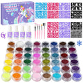 XiQiDianr Temporary Glitter Tattoos Kit for Kids – 48 Colors, 178 Stencils, 4 Glue, 5 Brushes