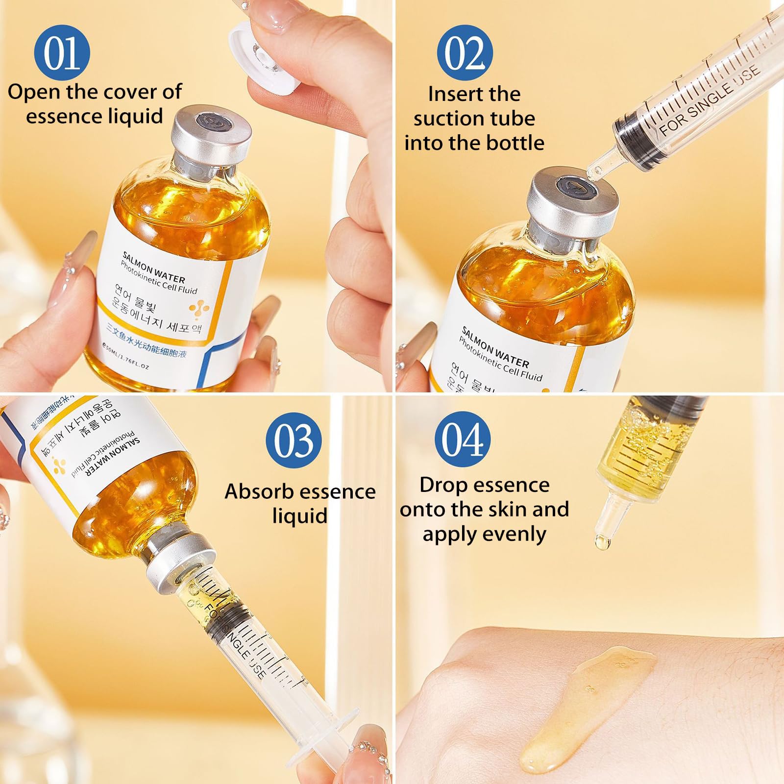 XIRUJNFD Salmon Anti-Wrinkle Serum & Water Light Essence – Hydration & Lifting (50ml x 2)
