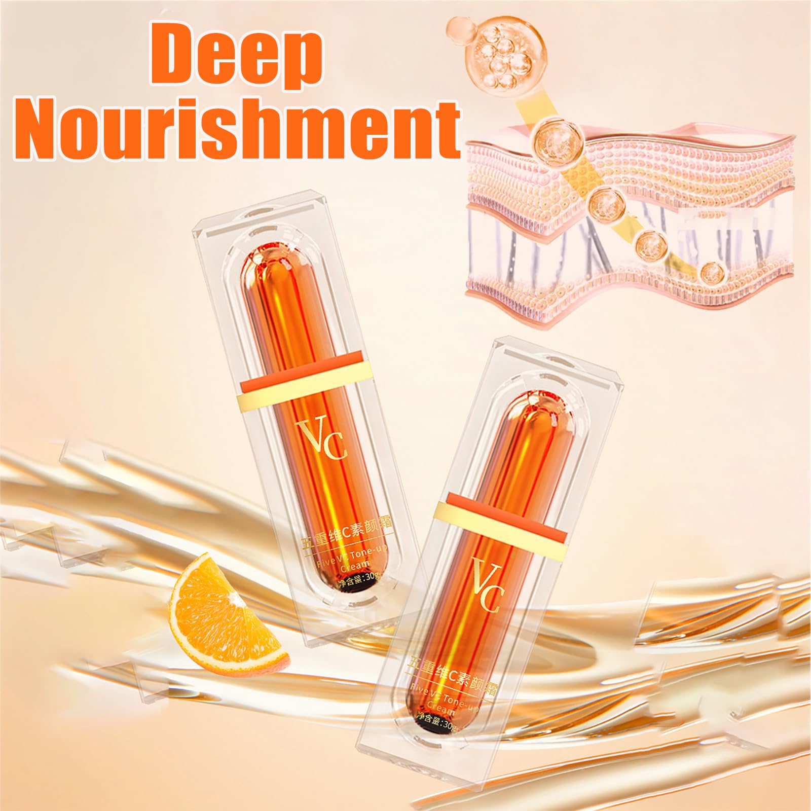 XIRUJNFD Vitamin C Tone-Up Cream – 4-In-1 Makeup Base (3 pcs)