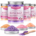 XIWEIOO 4 Pack Bath Salt Kit – Himalayan Pink Salt with Lavender, Orange & Rose Scents