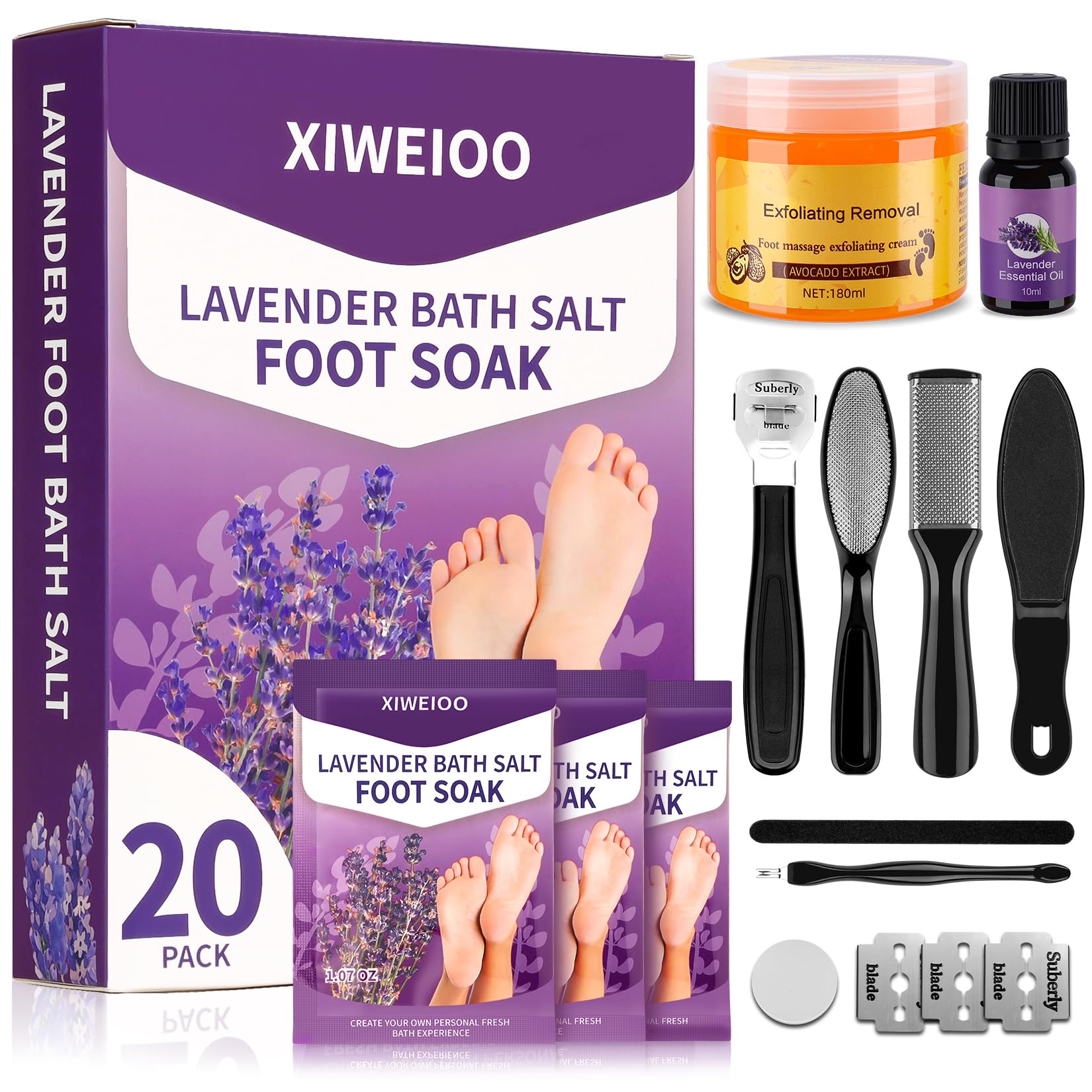 XIWEIOO Foot Soak Salt with Tea Tree Oil – Moisturize, Odor Control & Soothe Tired Feet