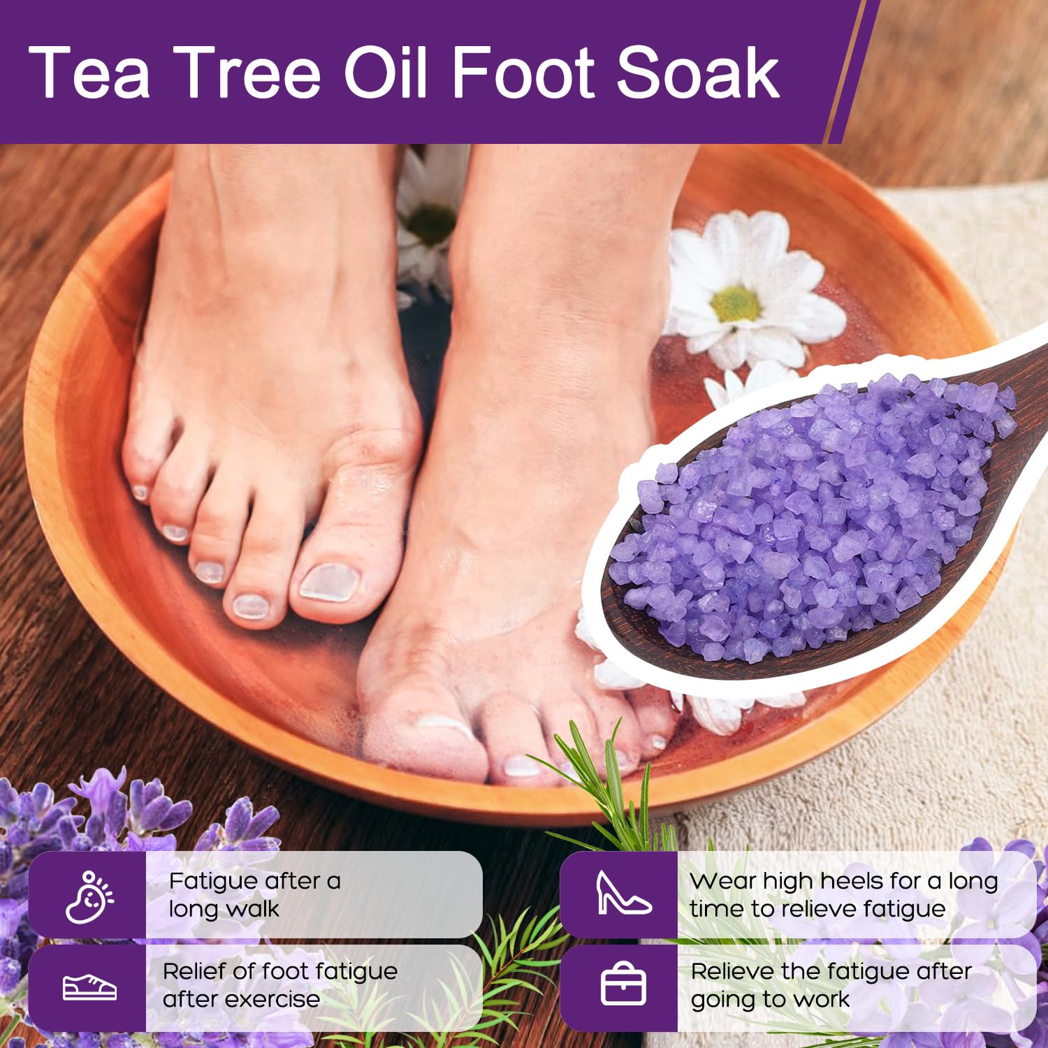XIWEIOO Himalayan Pink Salt Foot Soak Kit – Lavender, Orange & Rose Oils, Epsom & Dead Sea Salts (2-Pack)