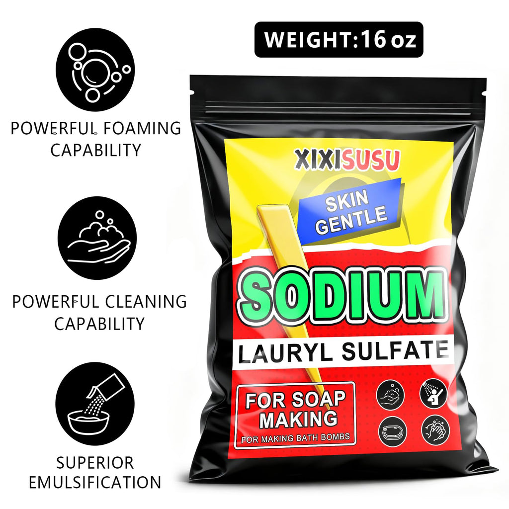 Xixisusu SLSA Powder 99% Pure – Sodium Lauryl Sulfoacetate for DIY Shampoos, Toothpaste & Cleaners (16 oz)
