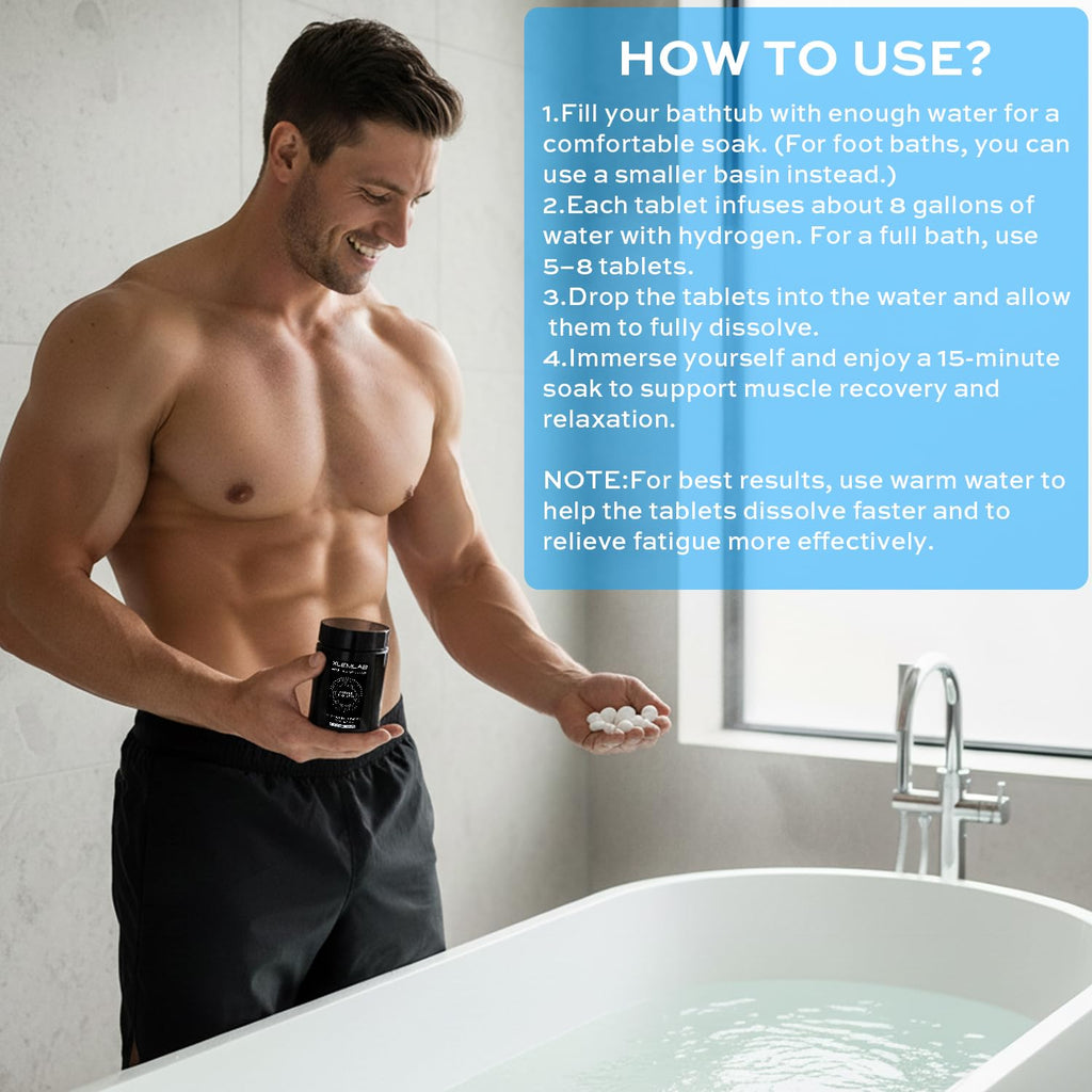 XLEMLAB Hydrogen Bath Tablets – Nano Bubble H2 Bath for Muscle Recovery (80 ct)