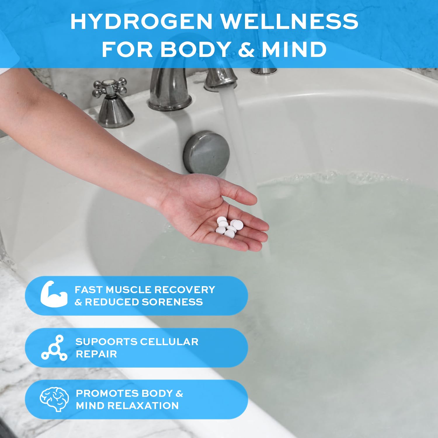XLEMLAB Hydrogen Bath Tablets – Nano Bubble H2 Bath for Muscle Recovery (80 ct)