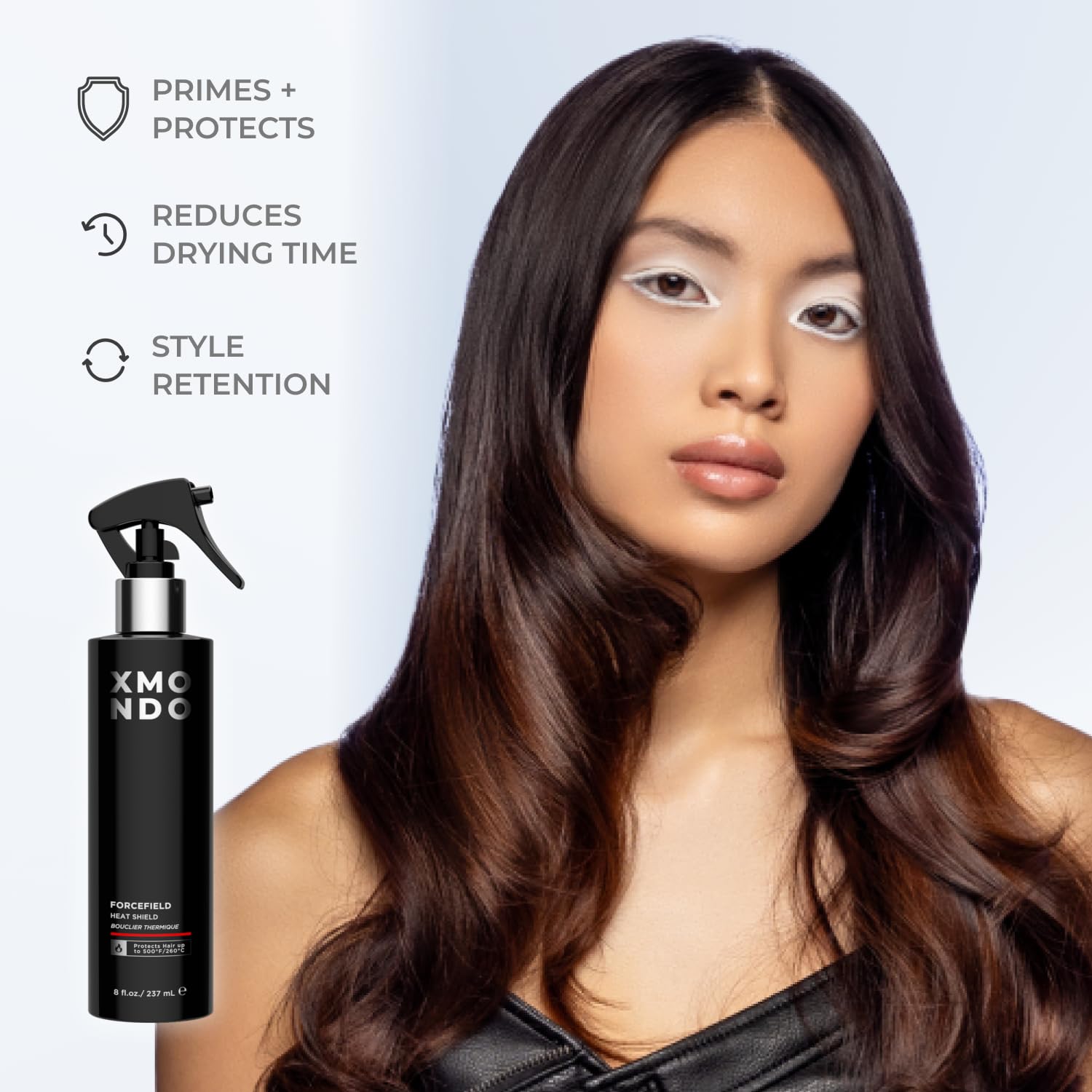 XMONDO Hair Forcefield Heat Shield - Protect Hair Up To 500°F, Fast Dry & Shine