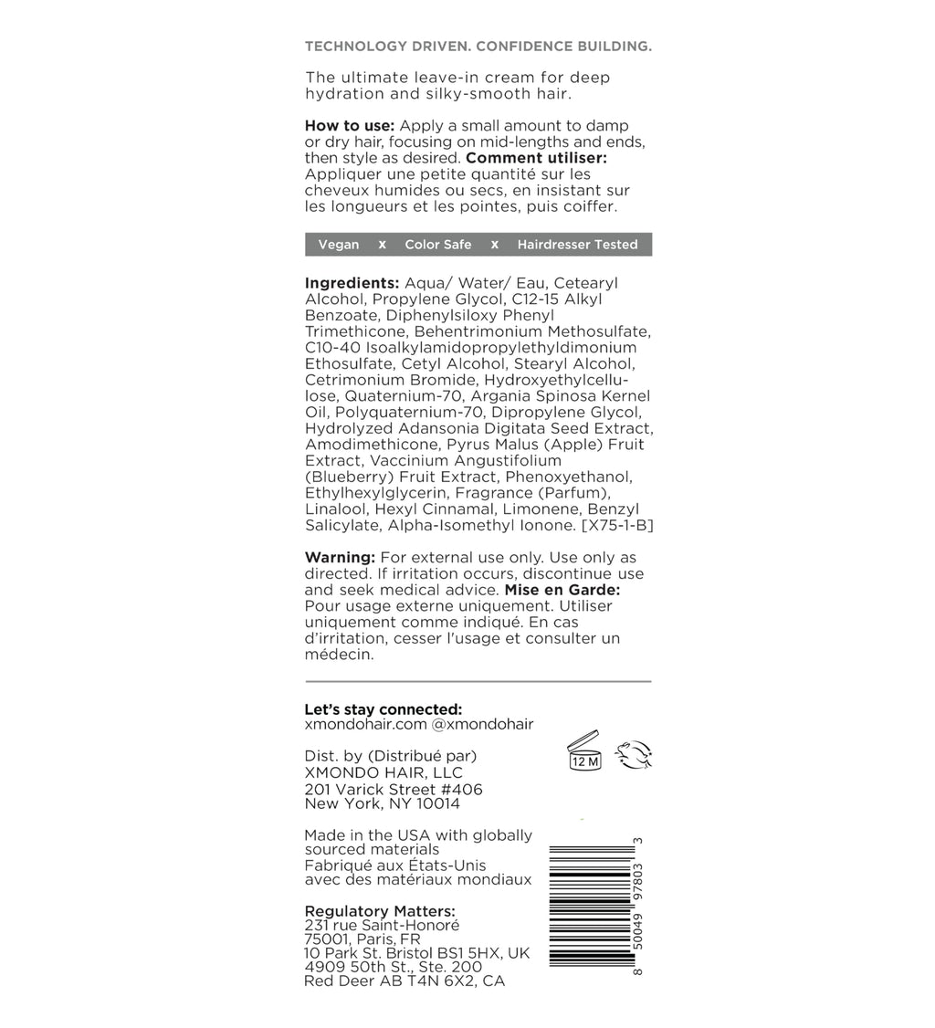XMONDO Hair Hydrify Hydrating Leave-In Cream – Deep Moisture, Frizz Control, No-Rinse Formula