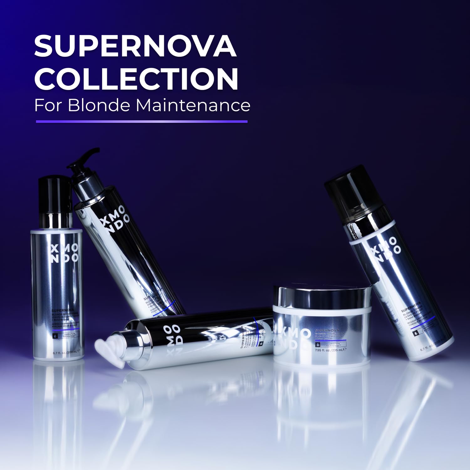 XMONDO Hair Supernova Blonde Toning Shampoo | Vegan Formula with Jojoba Oil and Violet Pigments