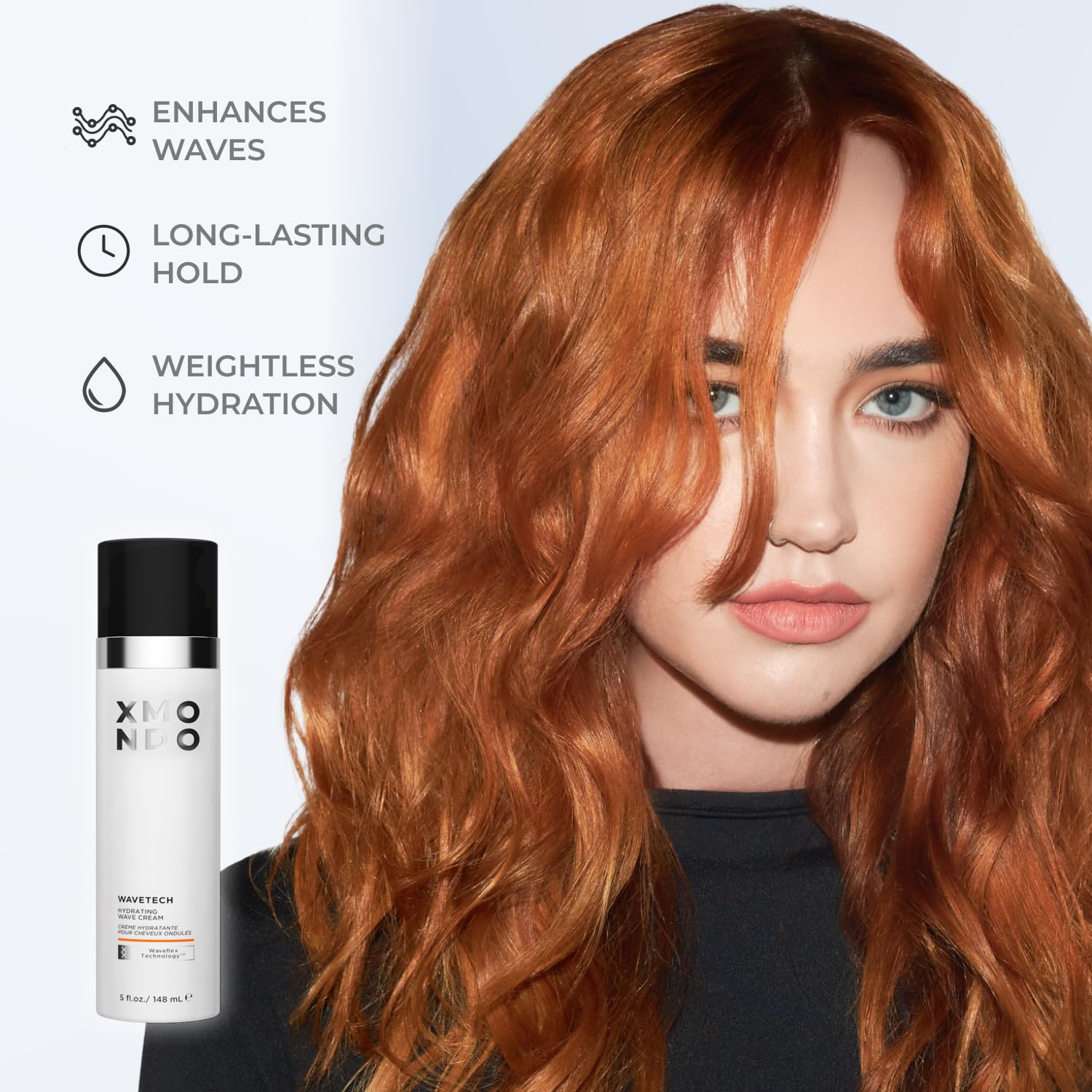 XMONDO Hair Wavetech Hydrating Wave Cream | Vegan Wave Definer with Coconut & Argan Oil, 5 oz