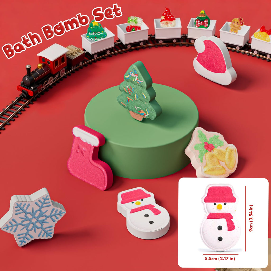 XmtJXn Christmas Bath Bombs 6-Pack – Handmade Natural Scented Bombs with Toys Inside