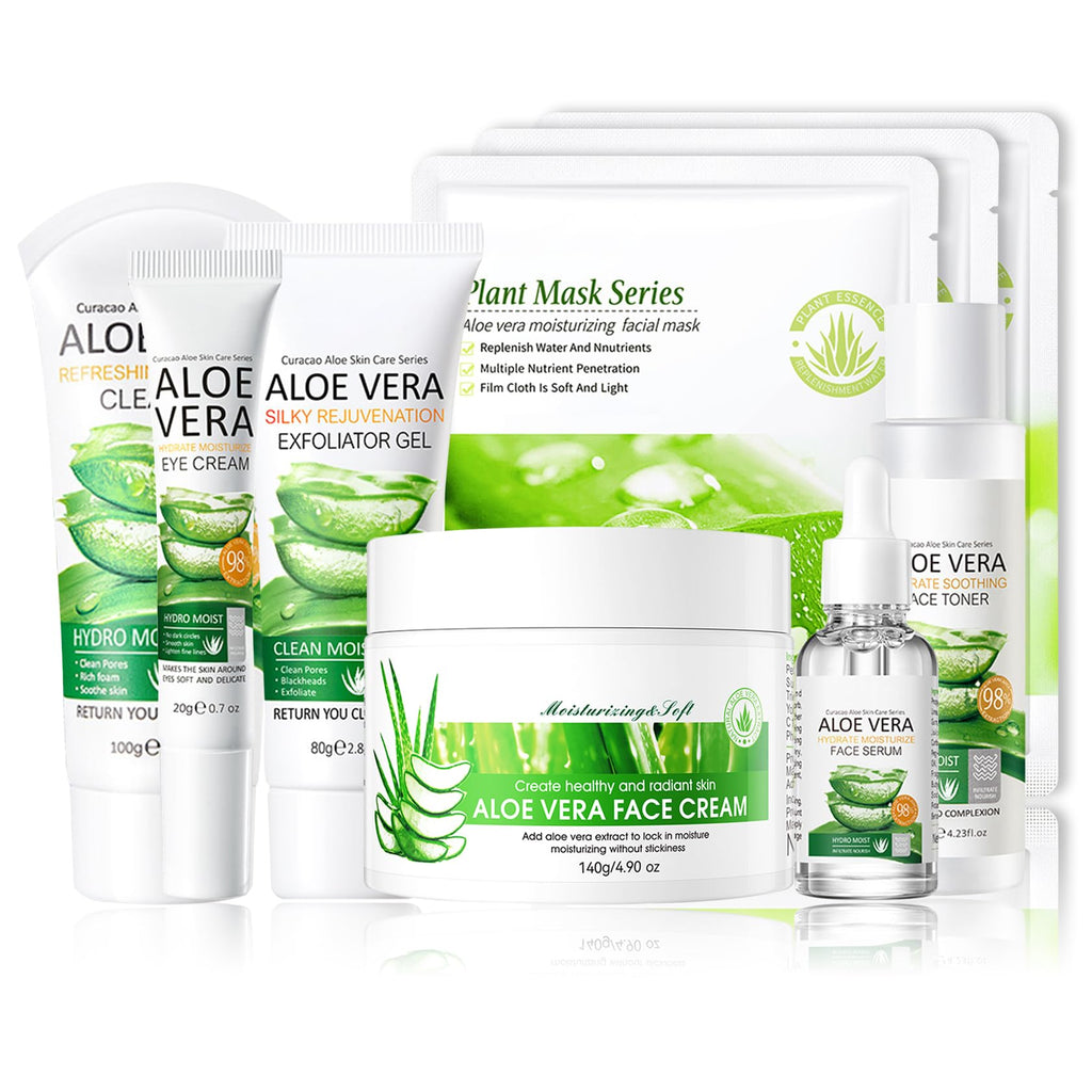 XMXueMei Aloe Vera Face Skincare Set – 9-Piece Hydrating Kit for All Skin Types