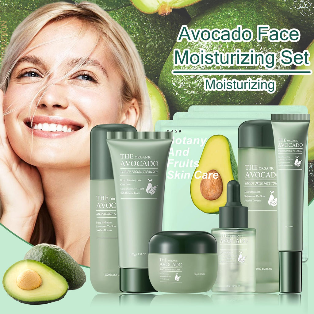 XMXueMei Avocado Skin Care Set – 9 Pcs Moisturizing Face Care Kit