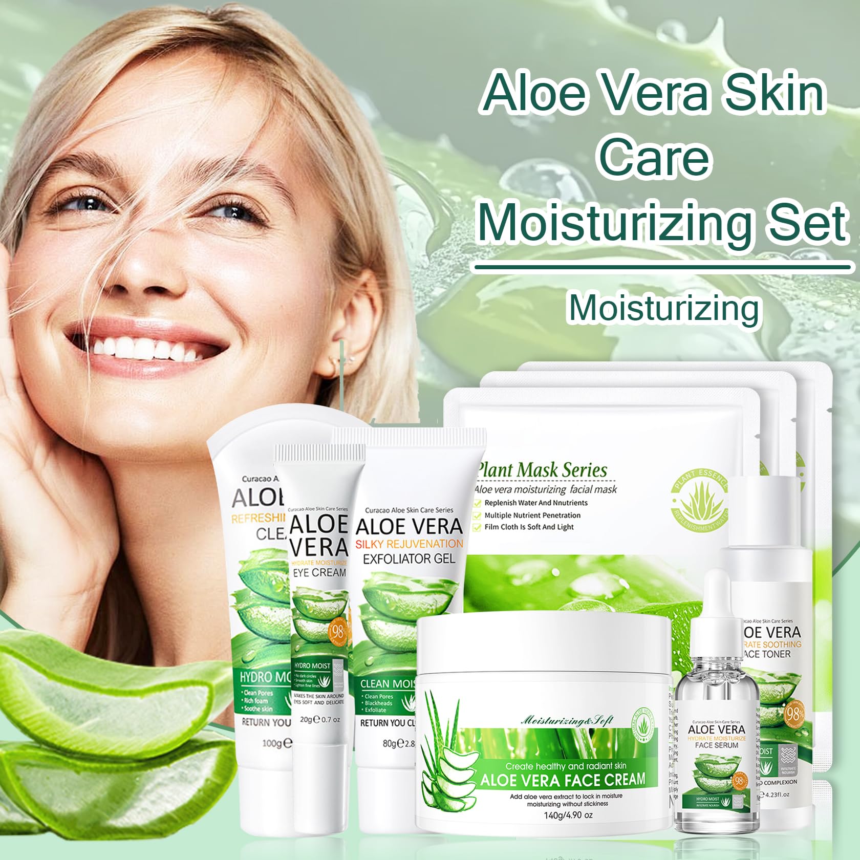 XMXueMei Aloe Vera Face Skincare Set – 9-Piece Hydrating Kit for All Skin Types