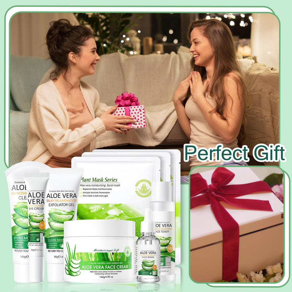 XMXueMei Aloe Vera Face Skincare Set – 9-Piece Hydrating Kit for All Skin Types