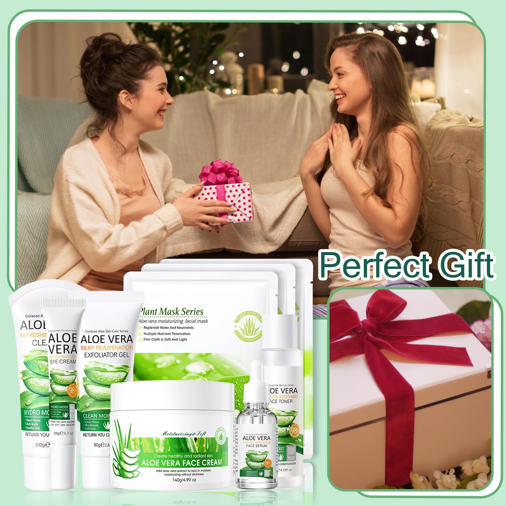 XMXueMei Aloe Vera Face Skincare Set – 9-Piece Hydrating Kit for All Skin Types