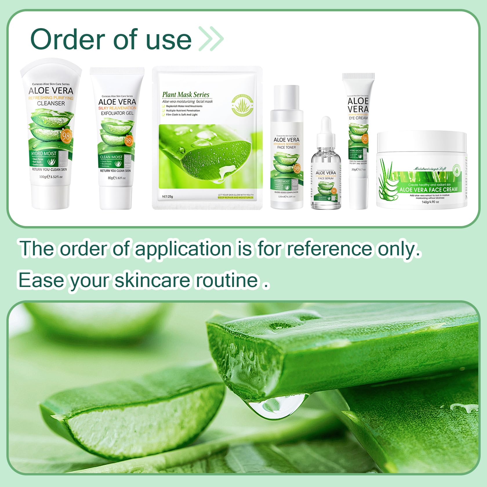 XMXueMei Aloe Vera Face Skincare Set – 9-Piece Hydrating Kit for All Skin Types