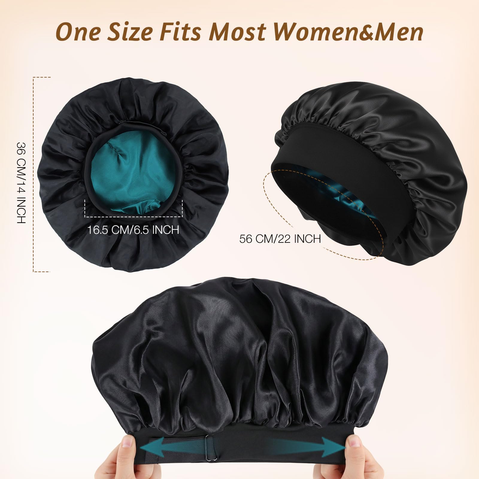 XRACEPHOL 2-Piece Satin Silk Sleep Bonnet – Double Layer, Adjustable, Pink & Teal