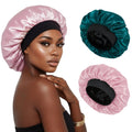 XRACEPHOL 2-Piece Satin Silk Sleep Bonnet – Double Layer, Adjustable, Pink & Teal