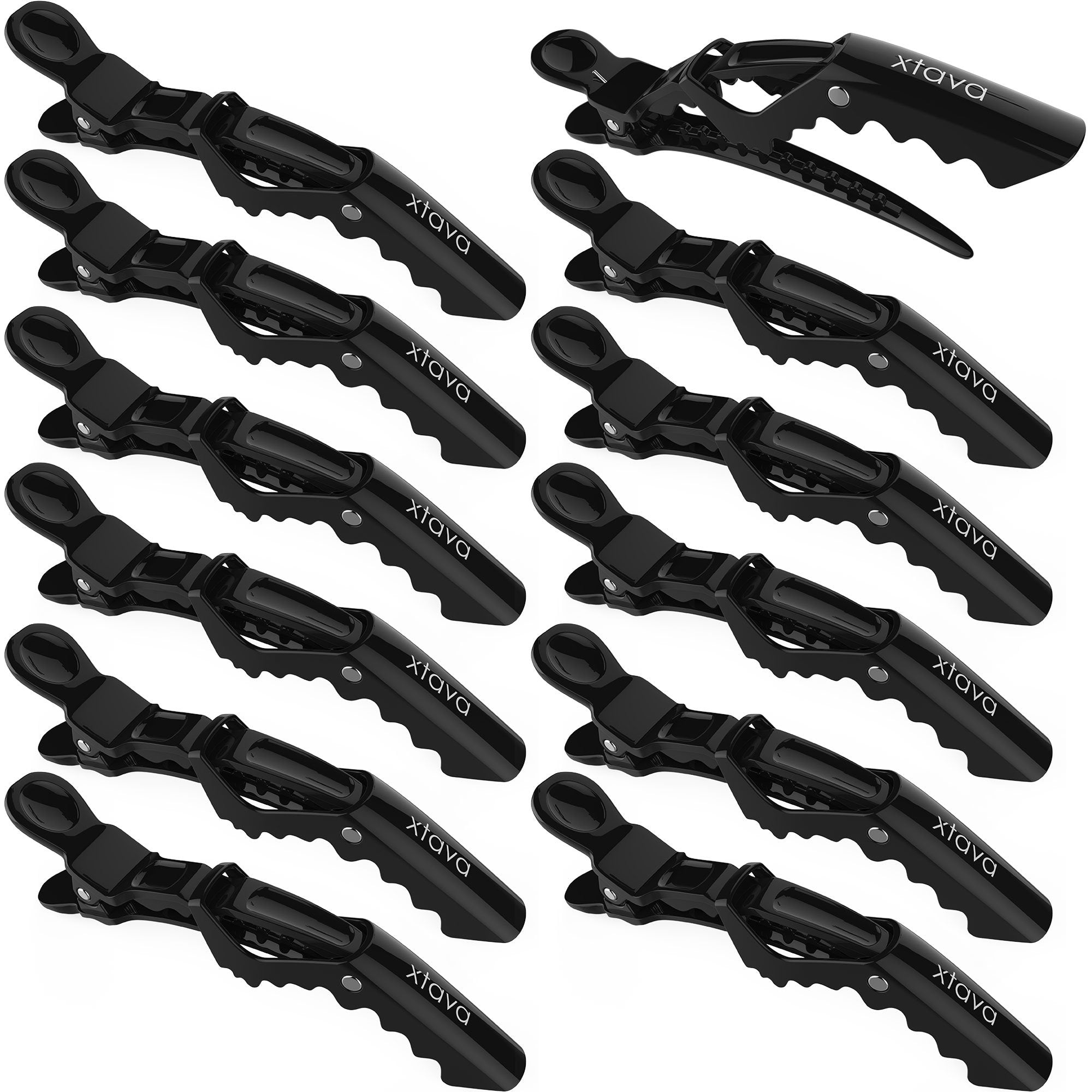 Xtava Styling Hair Clips - 12-Piece Alligator Clips with Nonslip Grip
