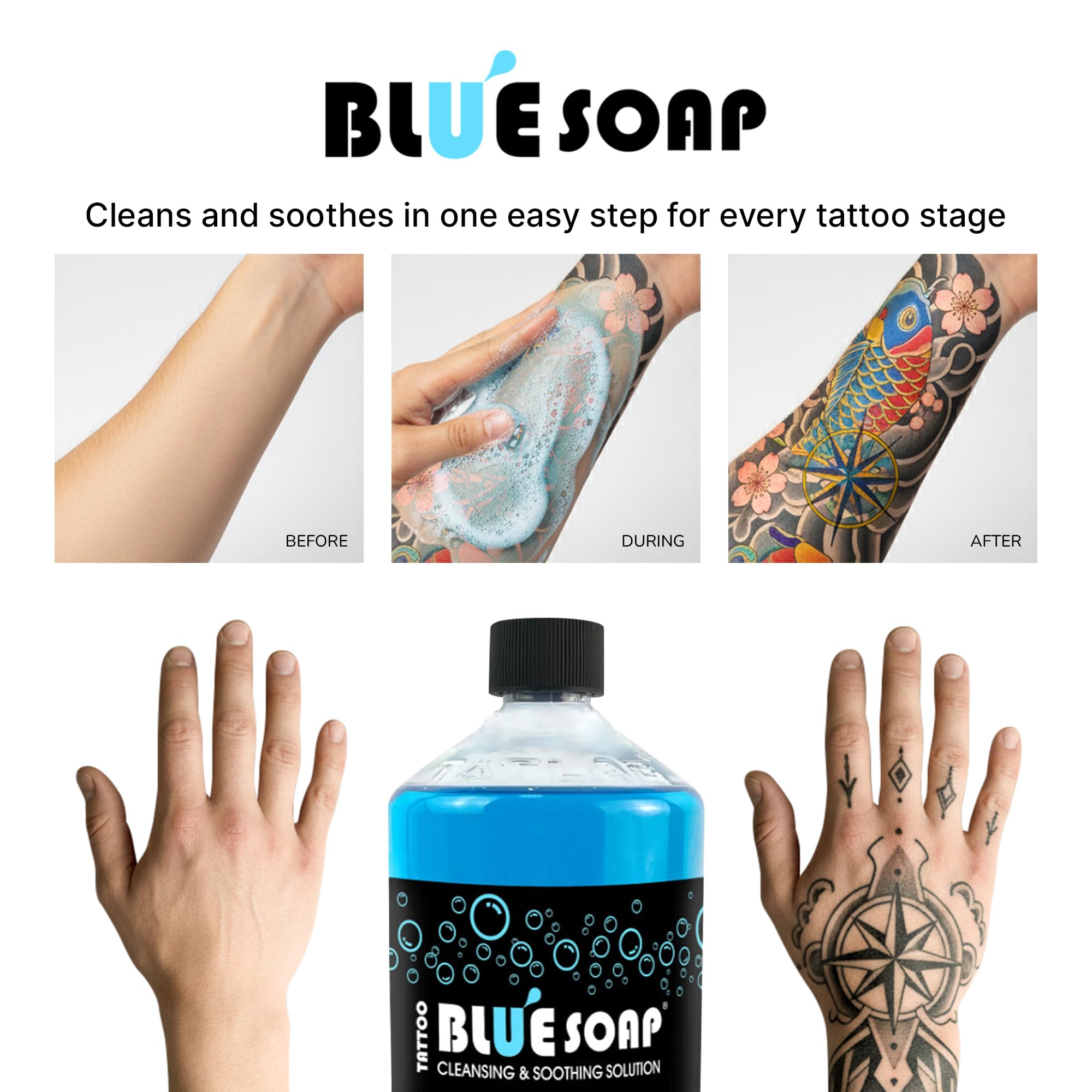 XTREME Blue Soap for Tattoo Procedure – 16.9oz (500ml) – Cleanse & Soothe Skin – Made in USA