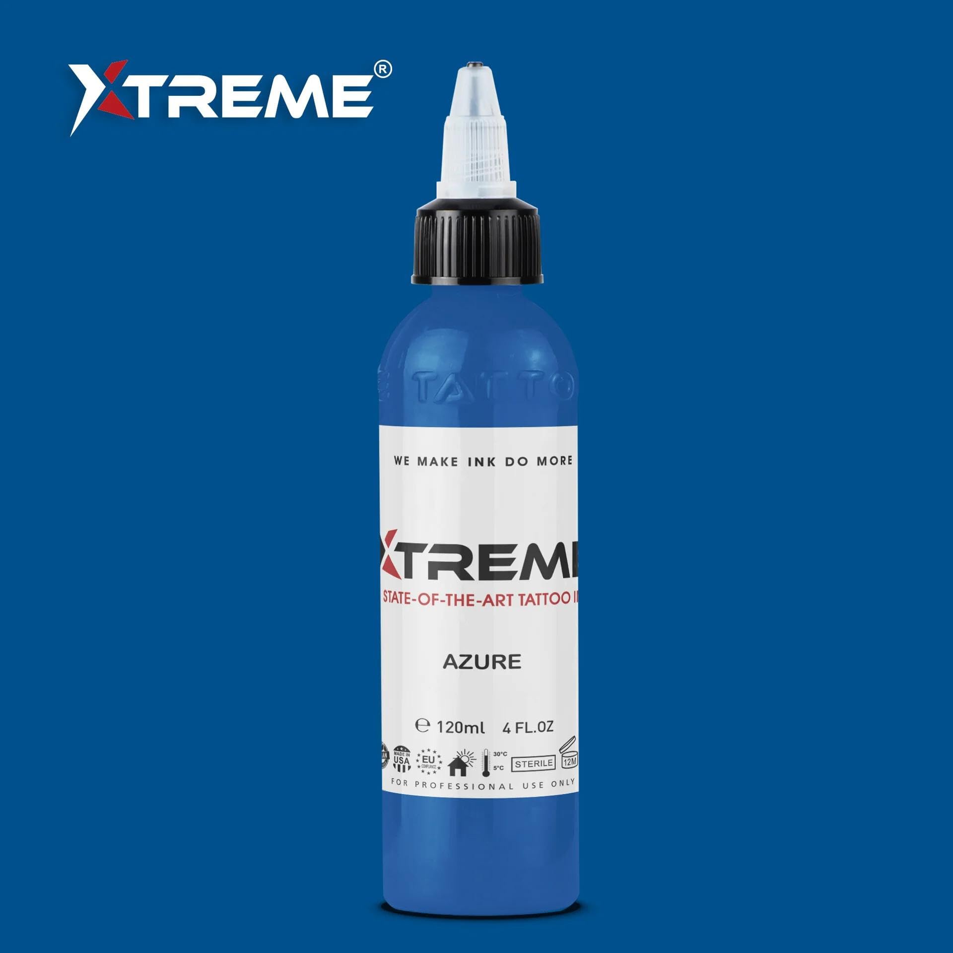 XTREME Tattoo Ink Azure 4 oz | Water-Based, Medium Viscosity, Acrylic-Free