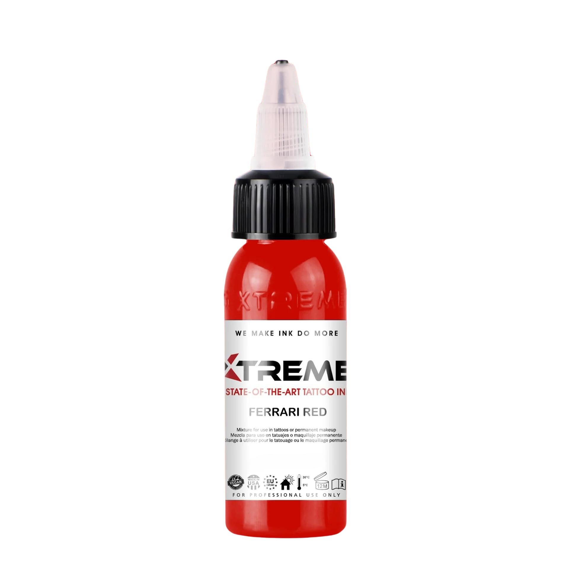 XTREME Tattoo Ink Ferrari Red 2oz – Versatile, Water-Based, Acrylic-Free for Precision