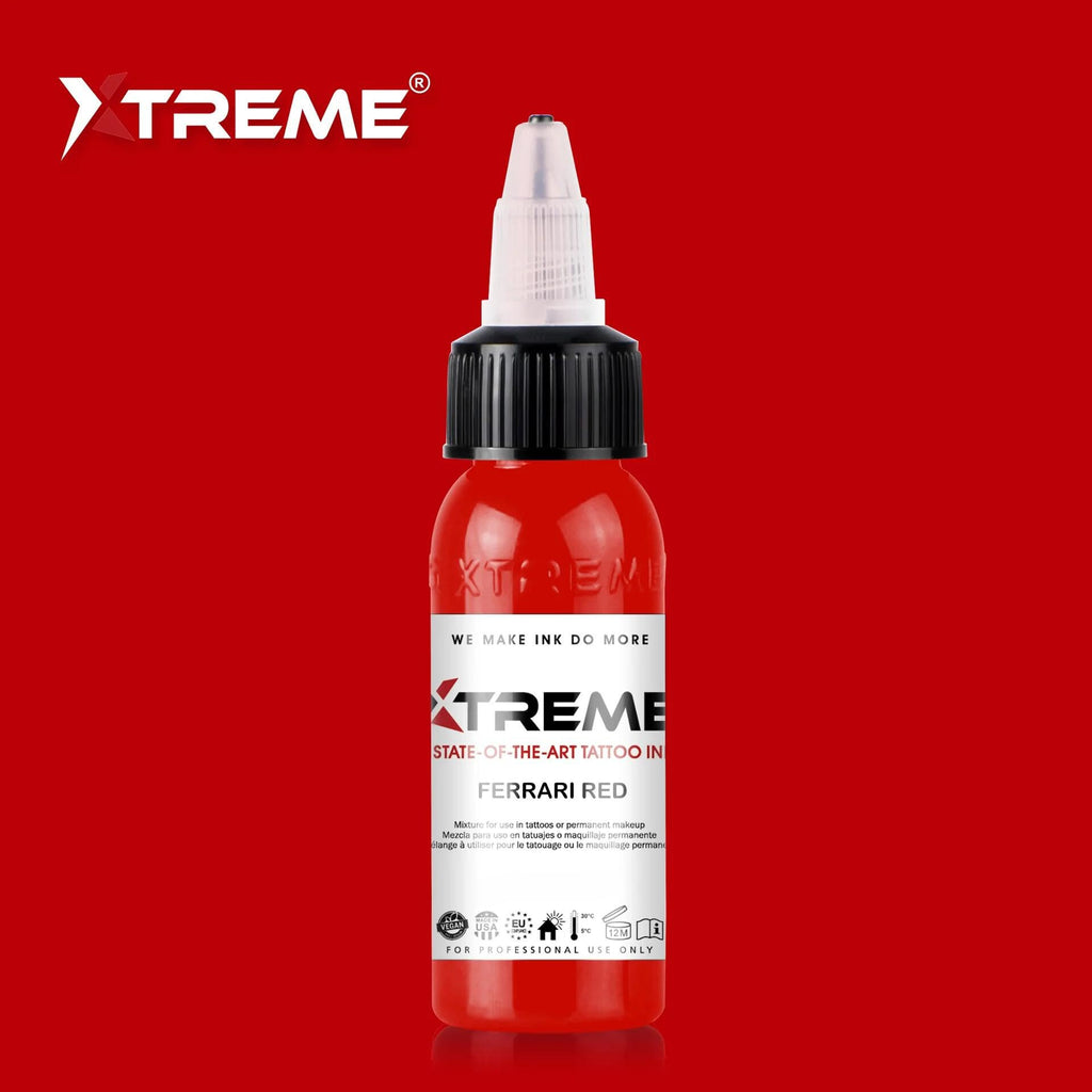 XTREME Tattoo Ink Ferrari Red 2oz – Versatile, Water-Based, Acrylic-Free for Precision