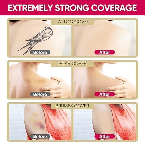 XUEVORIY Tattoo Cover Up Tape - Ultra-Thin Waterproof, Dark Skin Tone-14, 4 pcs