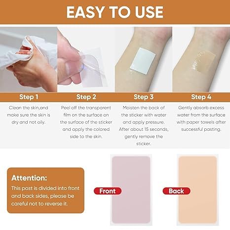 XUEVORIY Tattoo Cover Up Tape - Ultra-Thin Waterproof, Dark Skin Tone-14, 4 pcs