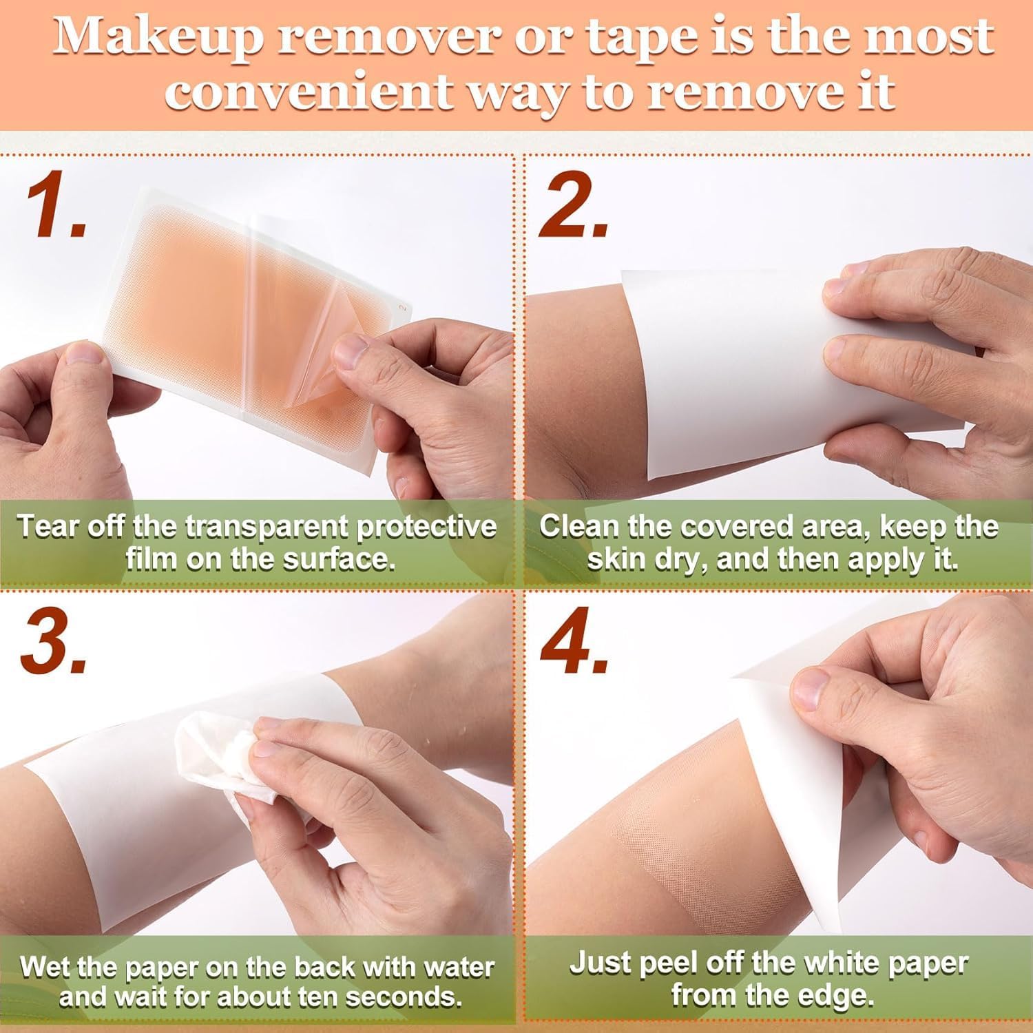 XUEVORIY Tattoo Cover Up Tape - Ultra-Thin Waterproof Patch for Tattoos, Scars & Birthmarks (4pcs, Fair Skin Tone)