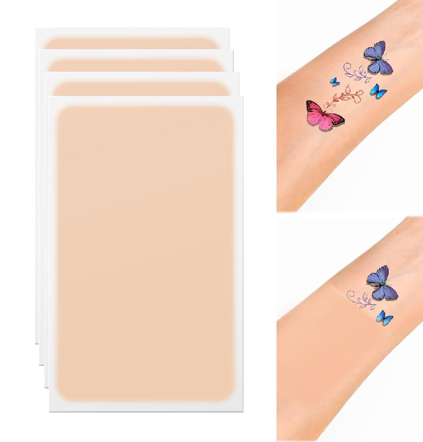 XUEVORIY Tattoo Cover Up Tape - Ultra-Thin Waterproof Patch for Tattoos, Scars & Birthmarks (4pcs, Fair Skin Tone)