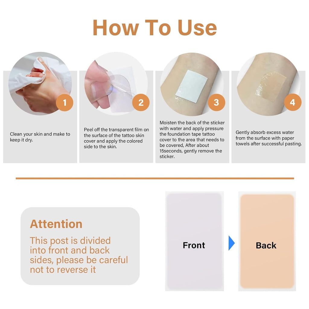 XUEVORIY Tattoo Cover Up Tape – Ultra-Thin, Waterproof & Breathable 4-Pack (Natural White)