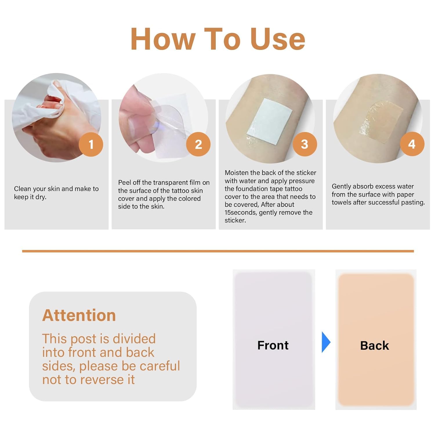 XUEVORIY Tattoo Cover Up Tape – Ultra-Thin, Waterproof & Breathable 4-Pack (Natural White)