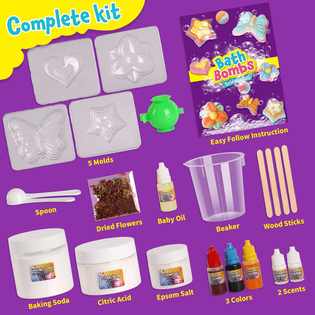 XX Bath Bombs Science Lab Kit — Create 10 Fizzy Bombs | STEM Craft Gift for Girls Aged 8-12