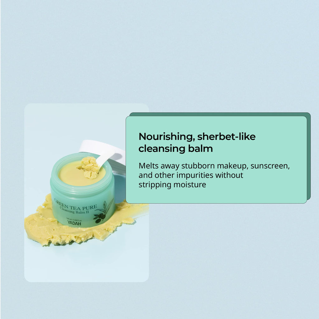 YADAH Green Tea Cleansing Balm II – Gentle, Residue-Free Makeup Remover (Vegan)