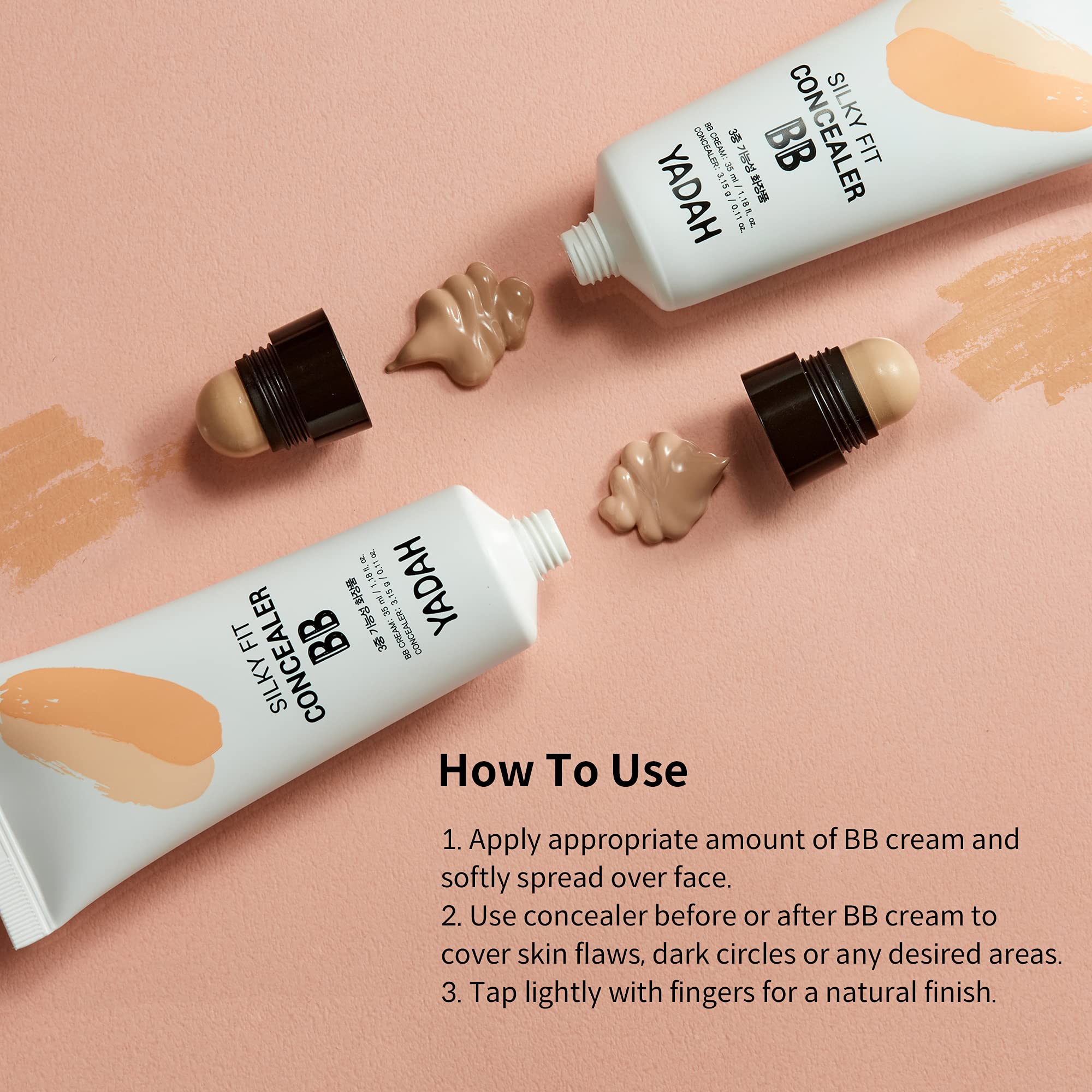 YADAH Silky Fit Concealer BB Cream (23 Natural Beige) – 2-in-1 Tinted Moisturizer & Concealer, Long-Lasting All-Day Wear