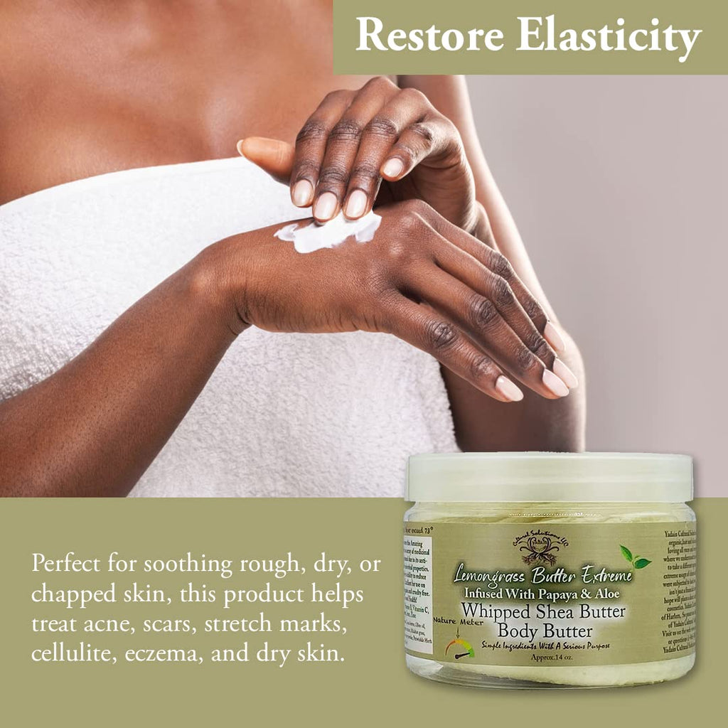 Yadain Lemongrass Extreme Body Butter | Whipped Shea for Face & Body, Cruelty-Free, 12oz