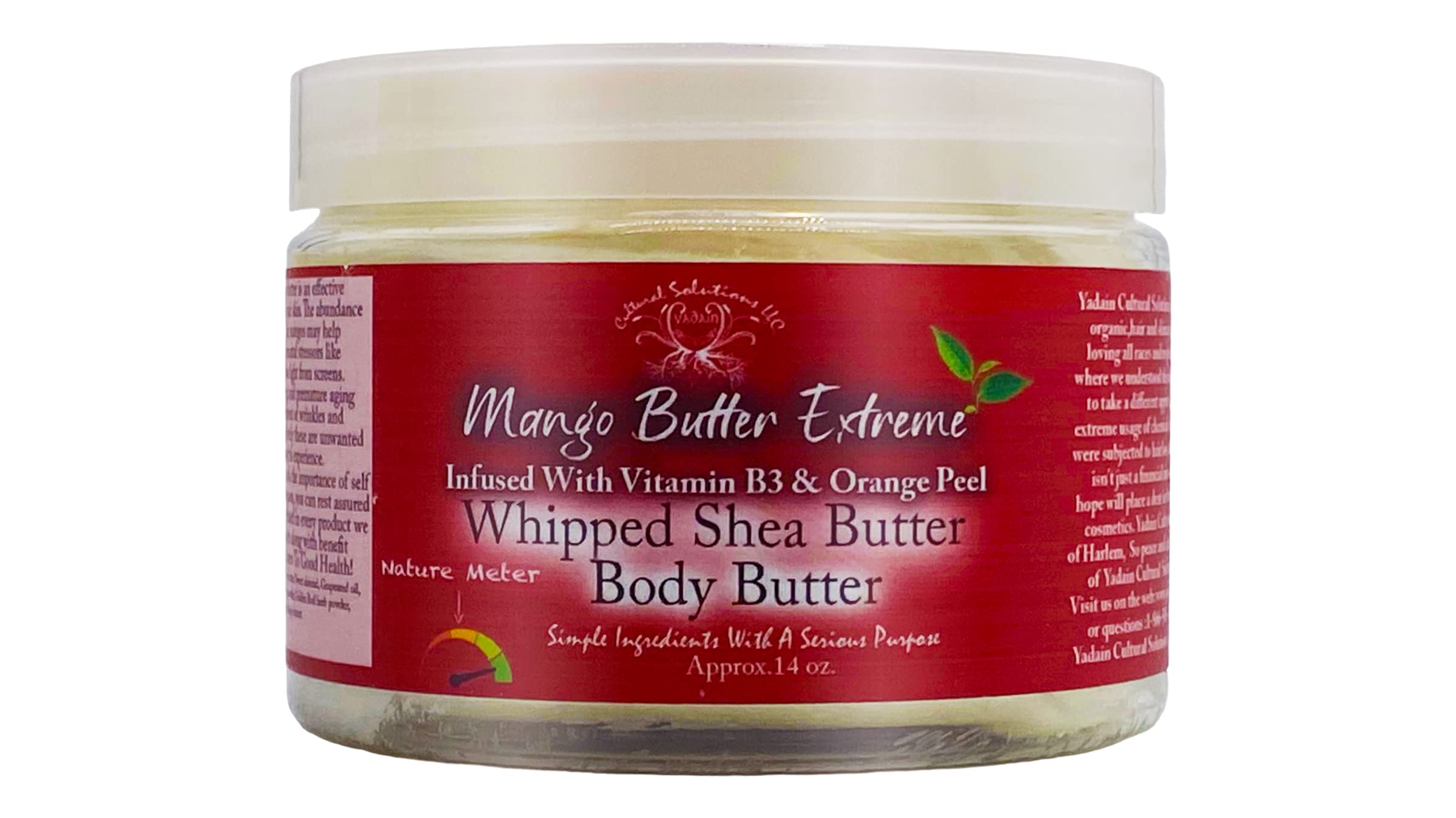 Yadain Mango Butter Extreme — Whipped Shea Butter for Face & Body Hydration with UV Protection (12oz)