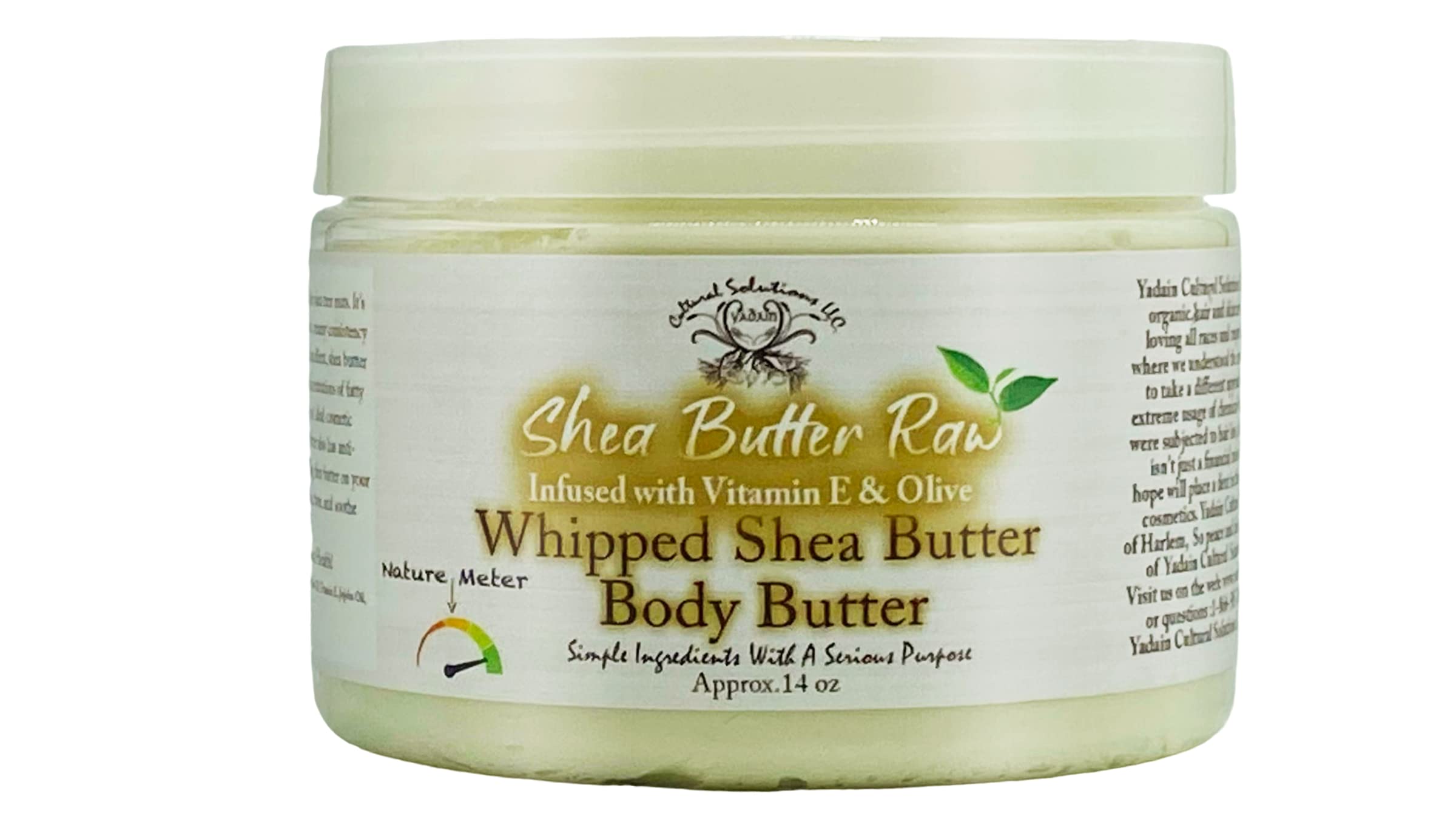 Yadain Raw Shea Butter — Whipped Body Butter for Face & Body Hydration, 12oz