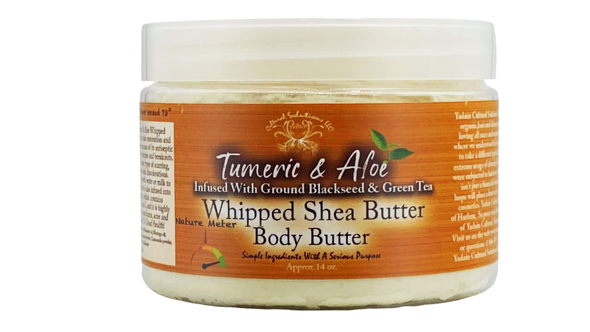 Yadain Turmeric & Aloe Whipped Shea Body Butter – Natural Moisturizer, 12oz