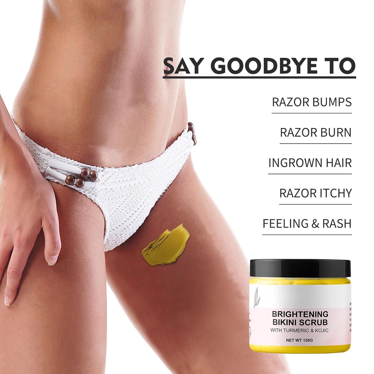 YAFUSIPE Bikini Area Exfoliator – Turmeric Kojic Scrub, 5.29 oz
