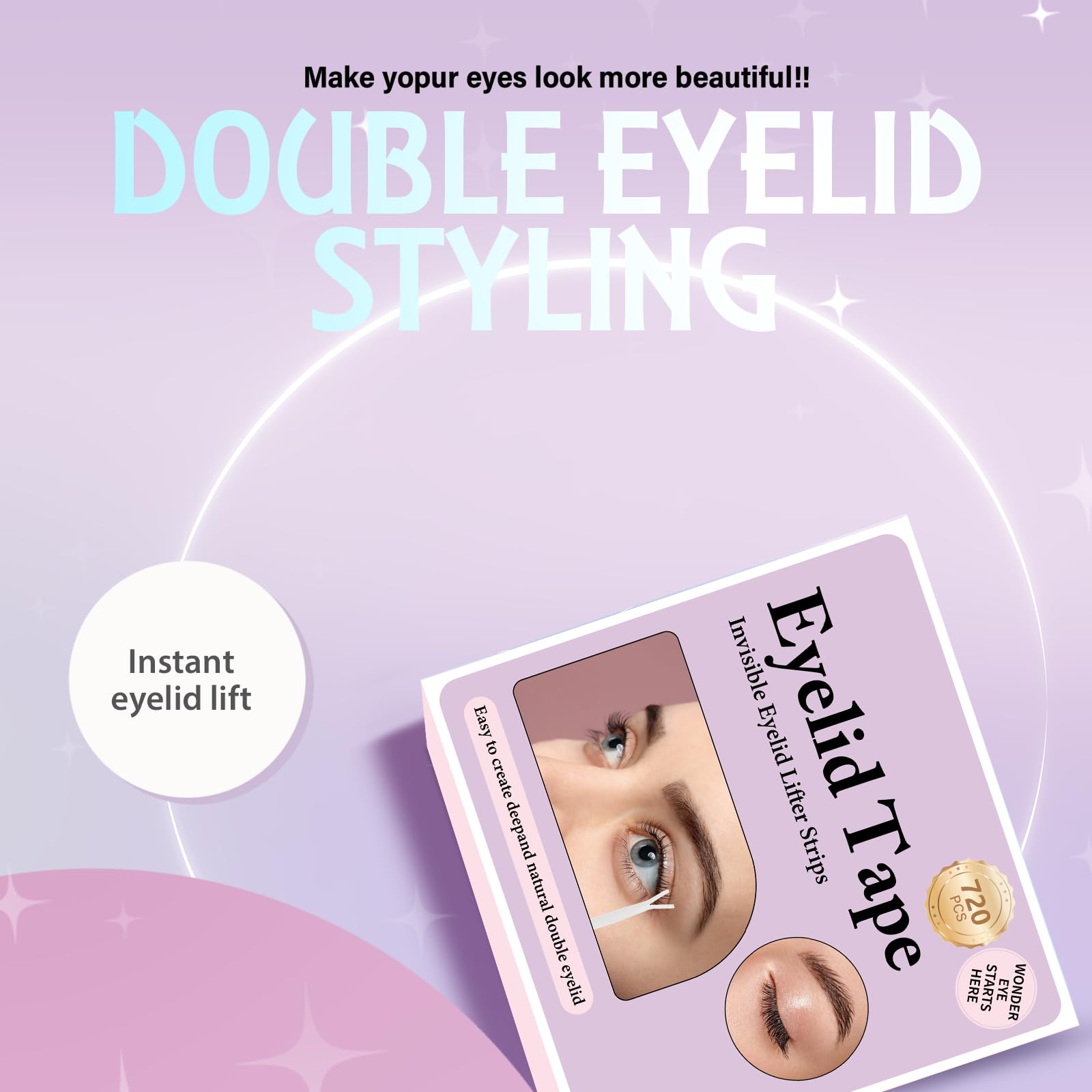 YAGUVI 720PCS Invisible Eyelid Tape – Natural-Looking Lift for Hooded Eyes