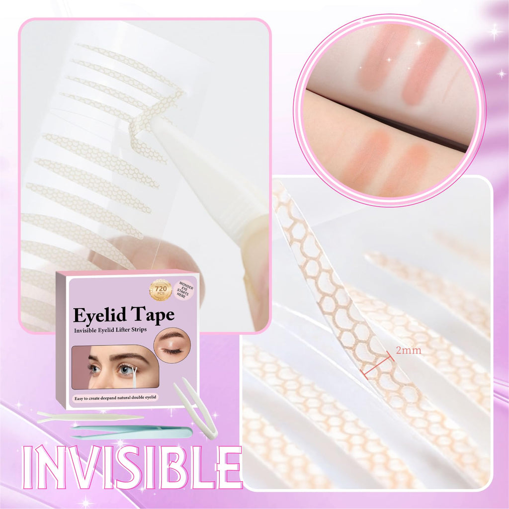 YAGUVI 720PCS Invisible Eyelid Tape – Natural-Looking Lift for Hooded Eyes