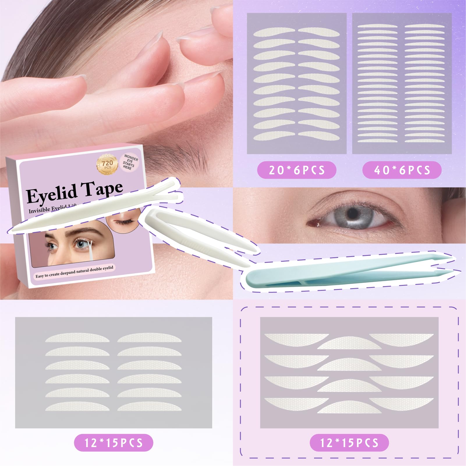 YAGUVI 720PCS Invisible Eyelid Tape – Natural-Looking Lift for Hooded Eyes