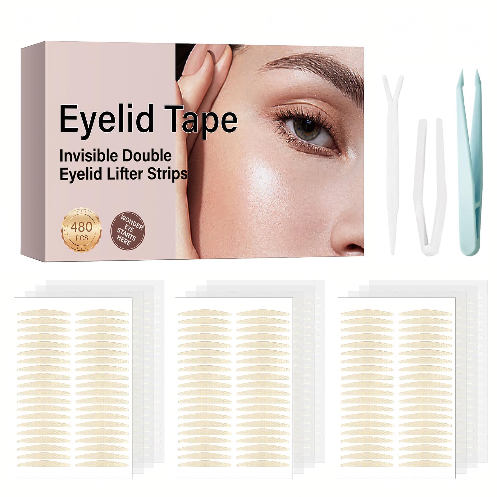 YAGUVI Eyelid Tape – Invisible Lifter Strips for Hooded Eyes (480 Count)