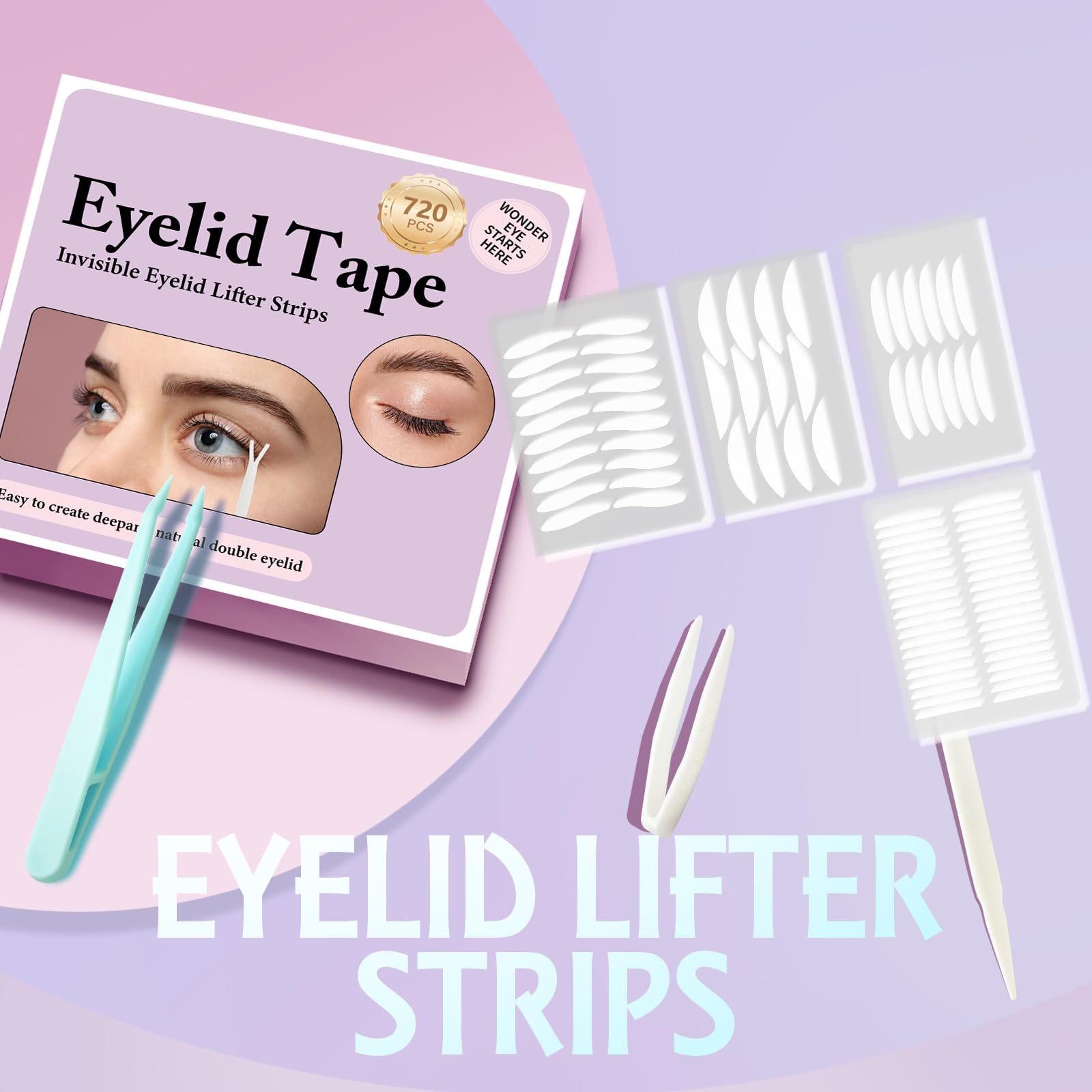 YAGUVI 720PCS Invisible Eyelid Tape – Natural-Looking Lift for Hooded Eyes